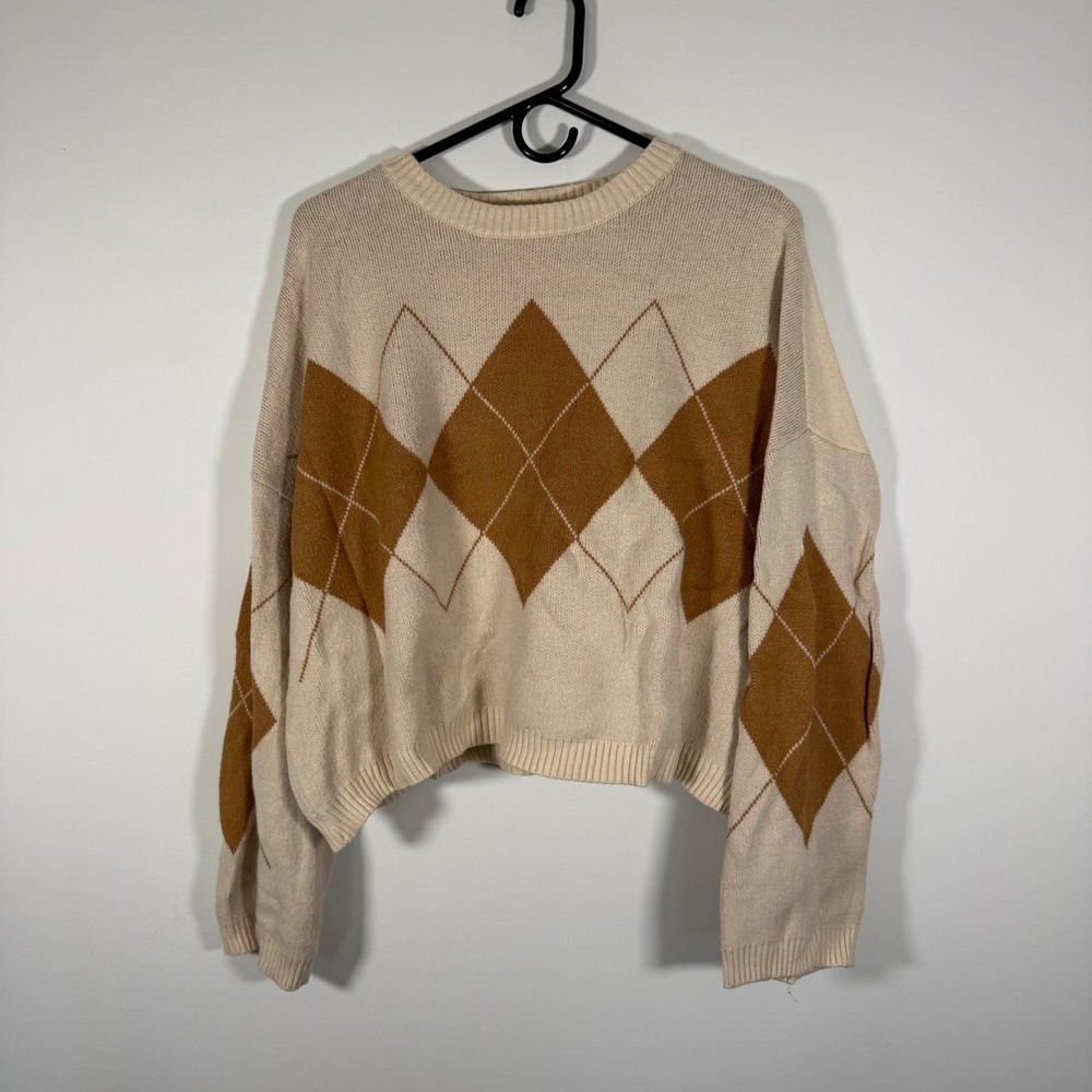 cream argyle sweater